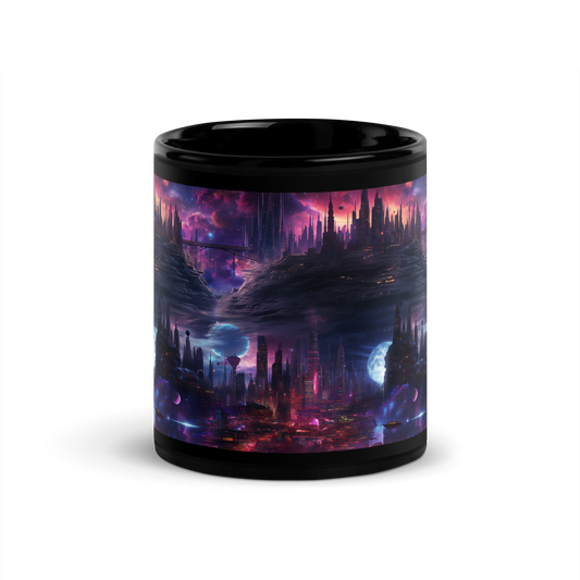 Futuristic Cityscape: Elevate Your Coffee Experience with Vibrant Colors and Cosmic Dreams