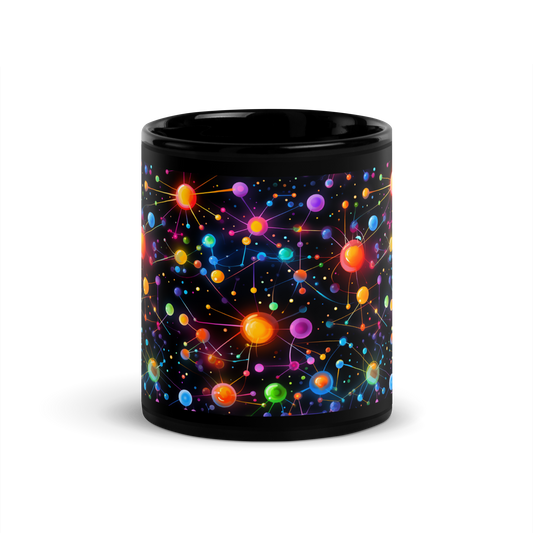 Neon Atomic Structures: Futuristic Science Molecules Coffee Mug with Electric Vibes