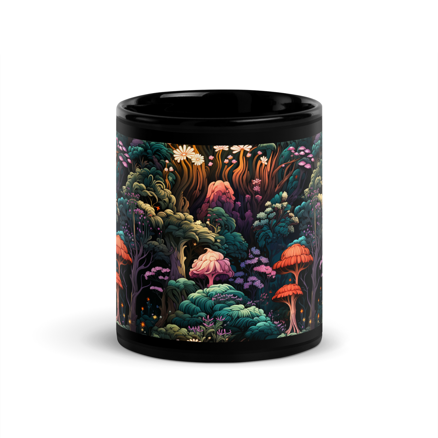 Trippy Garden: Mesmerizing Psychedelic Mushroom Mug Design