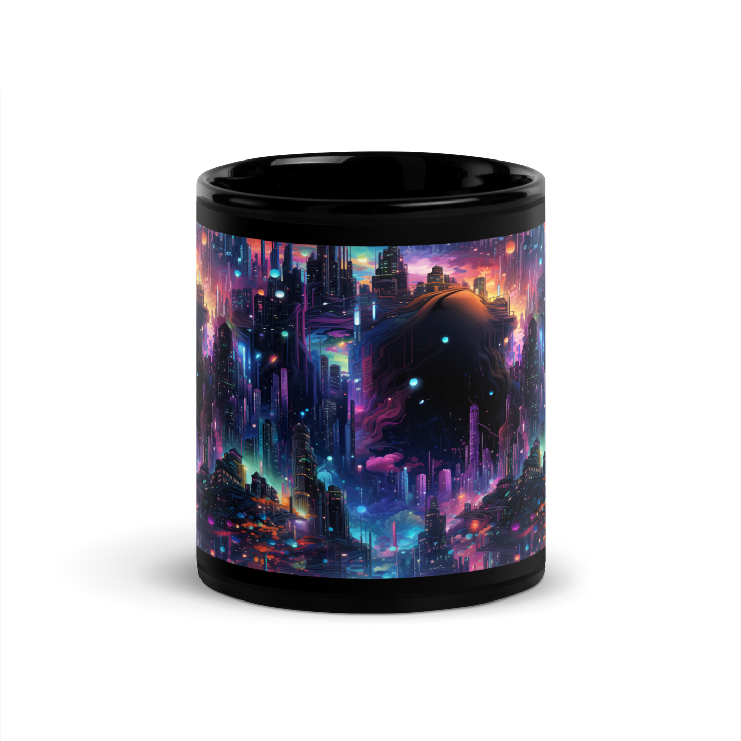 Vibrant Cityscapes: Future Skies, Stars , Vibrant Coffee Mug for Cosmic Coffee Lovers