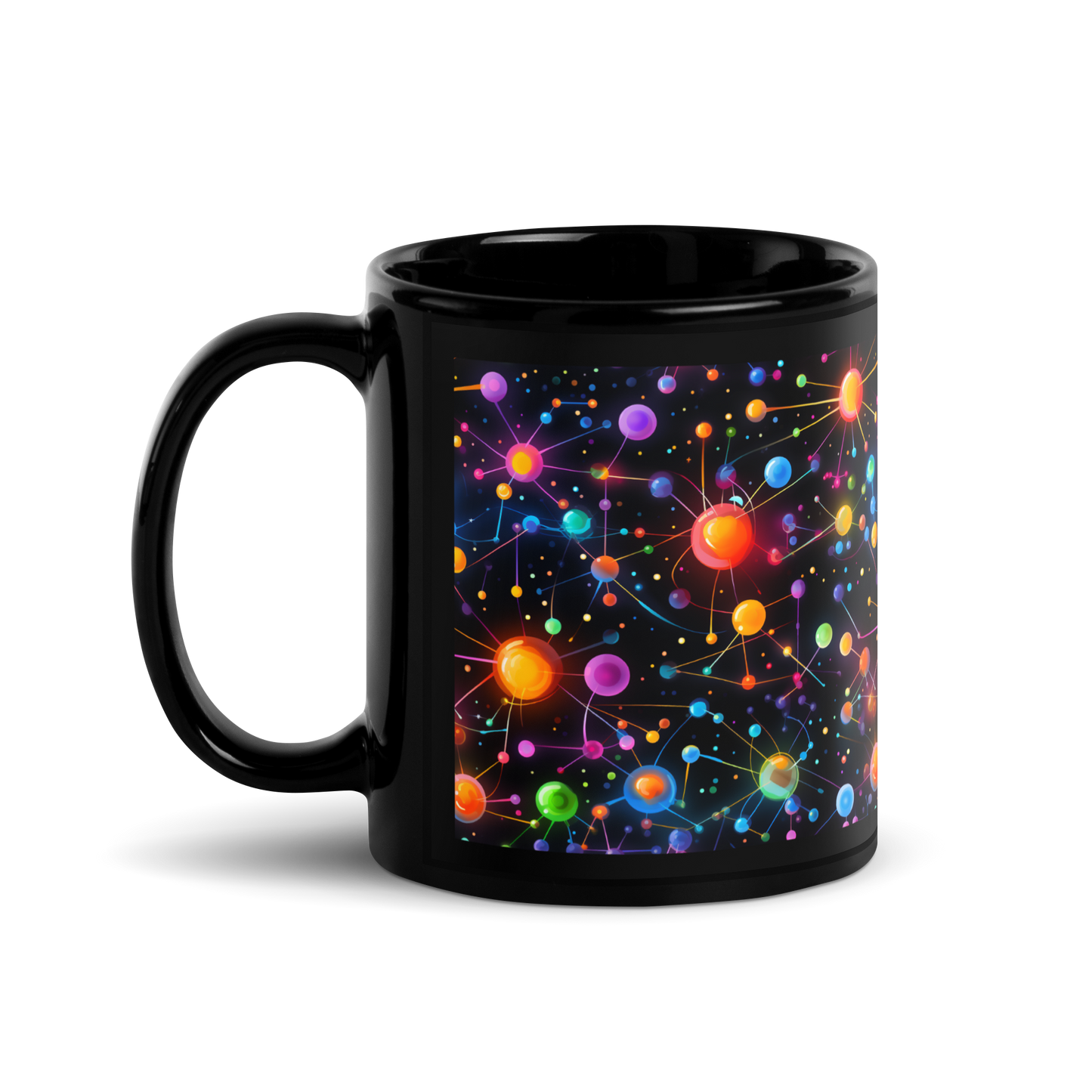 Neon Atomic Structures: Futuristic Science Molecules Coffee Mug with Electric Vibes