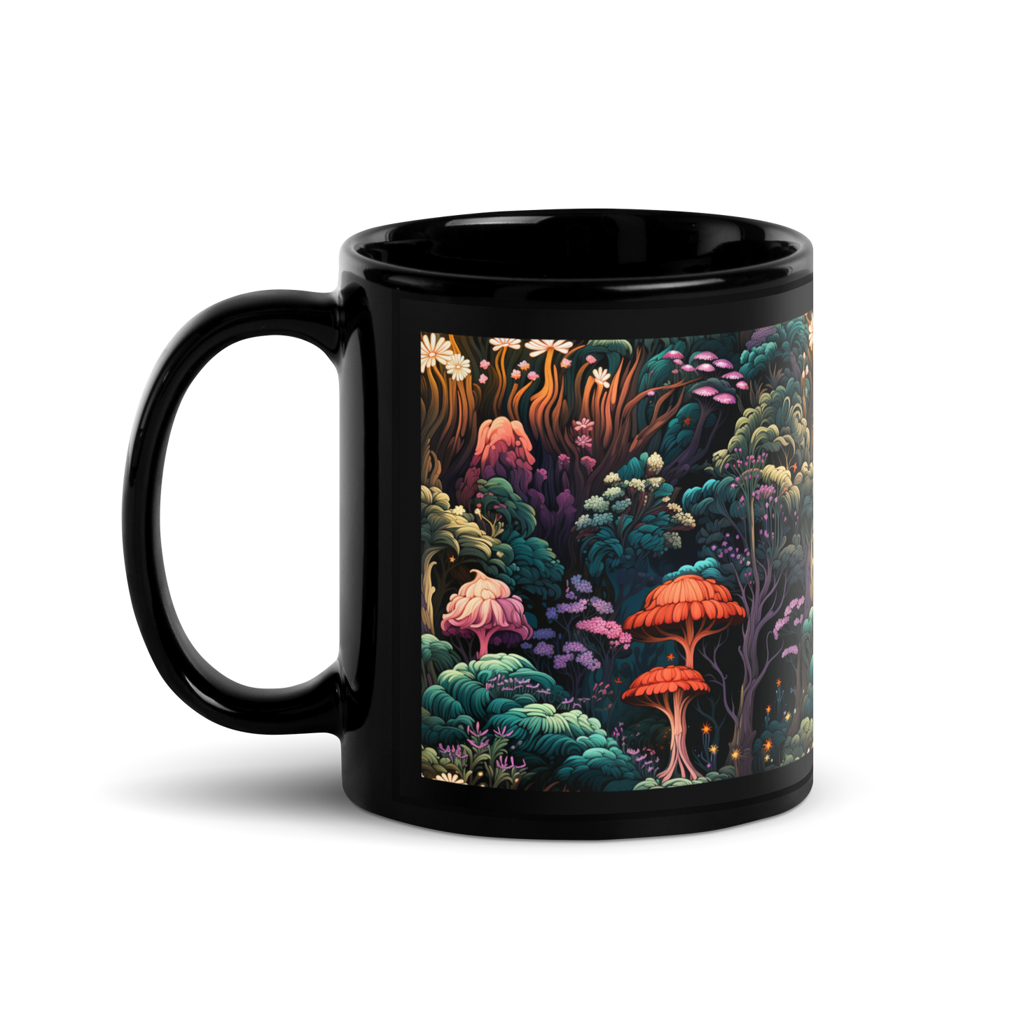 Trippy Garden: Mesmerizing Psychedelic Mushroom Mug Design