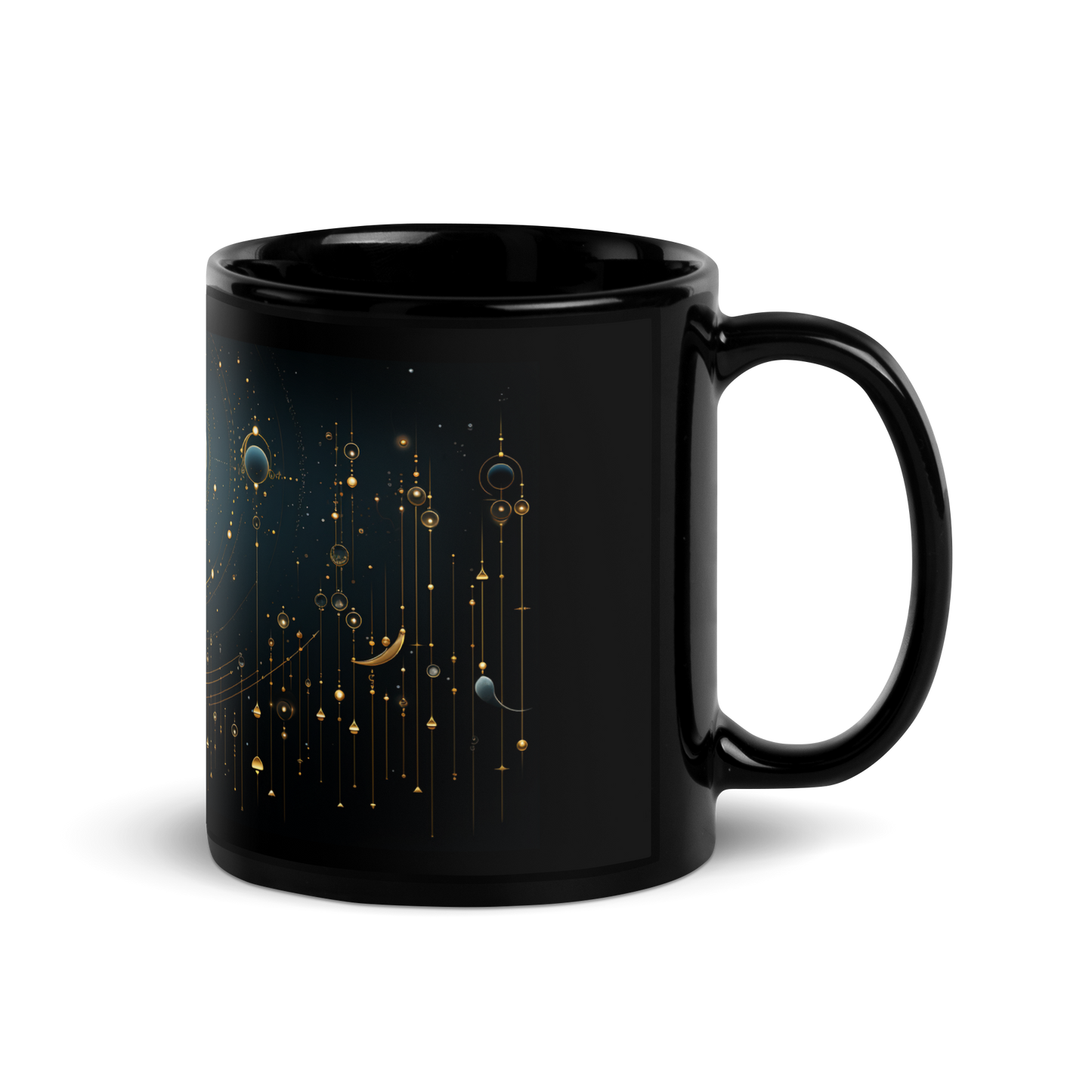 Jewels Of the Night Sky: Enchanting Coffee Mug with Celestial Elements and Lunar Phases