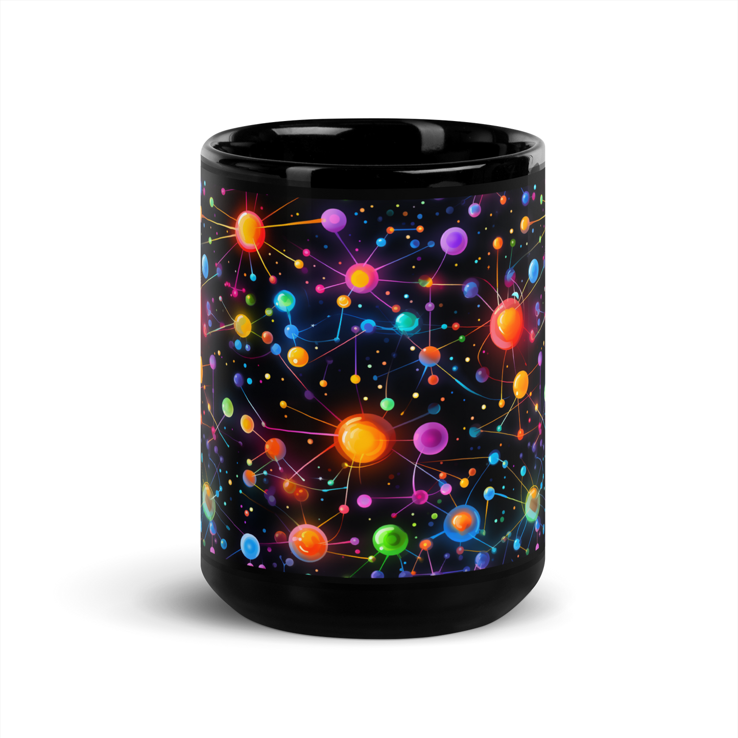 Neon Atomic Structures: Futuristic Science Molecules Coffee Mug with Electric Vibes