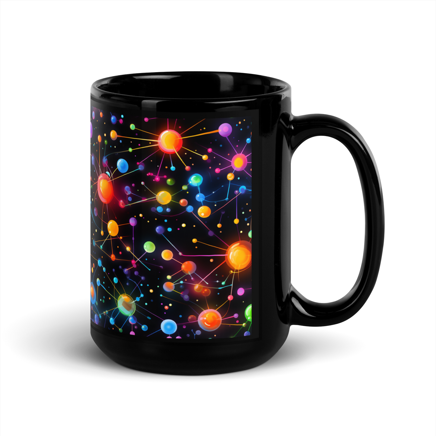 Neon Atomic Structures: Futuristic Science Molecules Coffee Mug with Electric Vibes