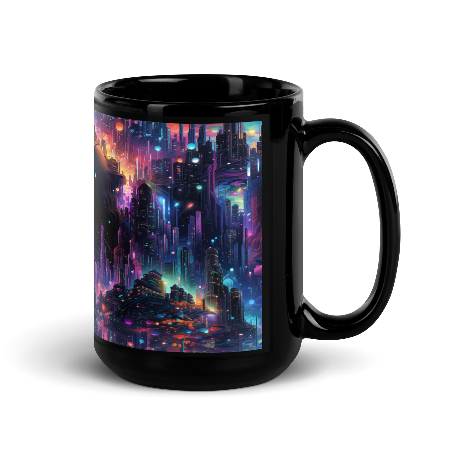 Vibrant Cityscapes: Future Skies, Stars , Vibrant Coffee Mug for Cosmic Coffee Lovers