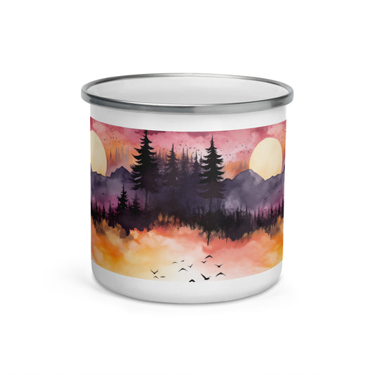 Silhouette Serenity: Sunset Coffee Mug - Calming Vibes in a World of Silhouettes