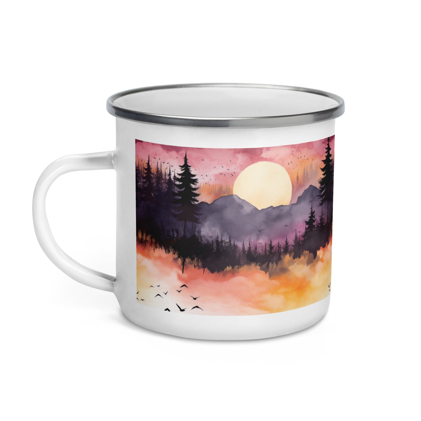 Silhouette Serenity: Sunset Coffee Mug - Calming Vibes in a World of Silhouettes