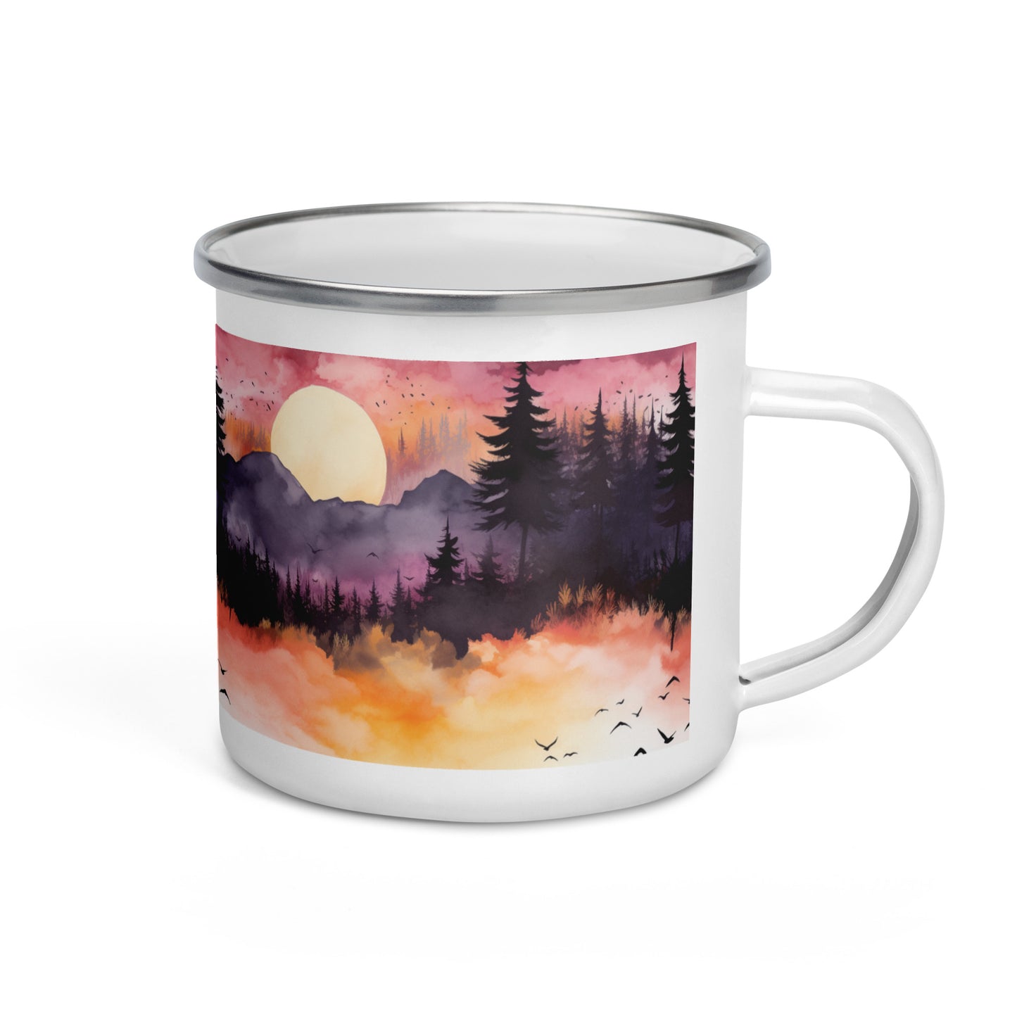 Silhouette Serenity: Sunset Coffee Mug - Calming Vibes in a World of Silhouettes