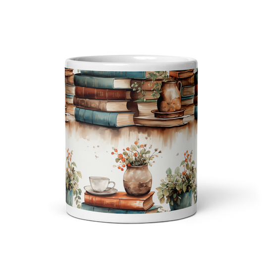 Bookworm's Retreat: Cozy Nook Coffee and Books Mug - Floral Delights for Literary Escapes