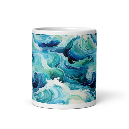 Ocean Bliss: Watercolors Coffee Mug - Dive into Serene Waves of Coastal Inspiration