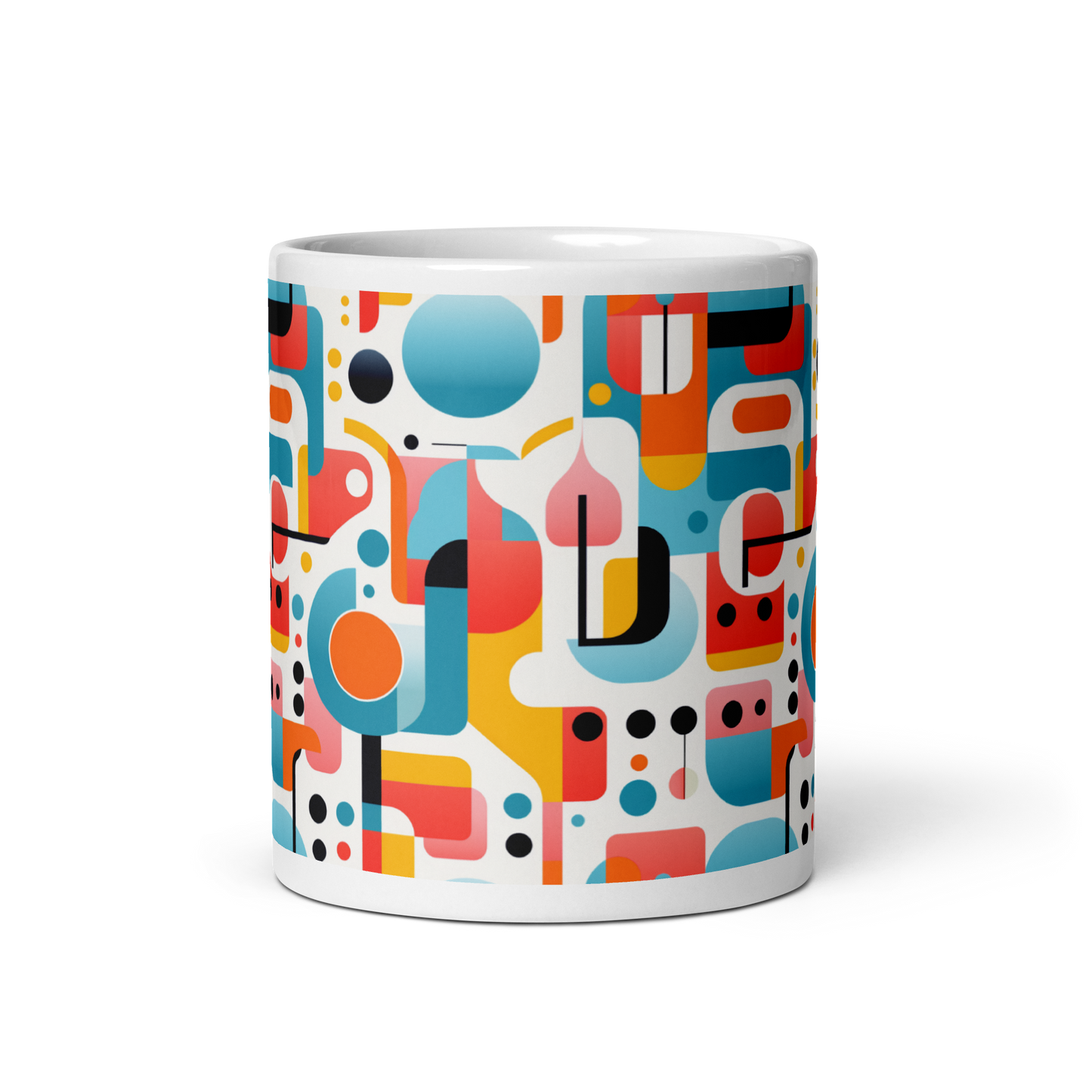 Sleek Simplicity: Abstract Geometric White Coffee Mug - Minimalist Elegance