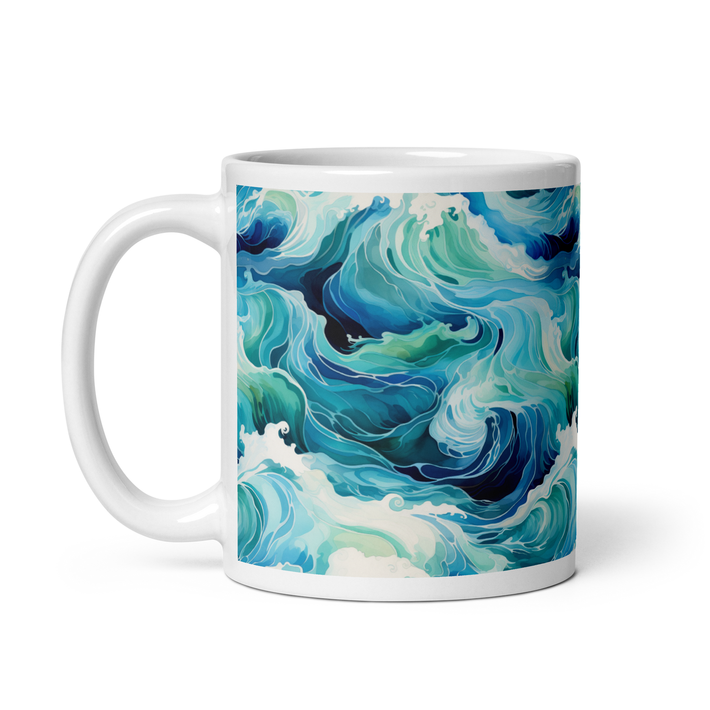 Ocean Bliss: Watercolors Coffee Mug - Dive into Serene Waves of Coastal Inspiration