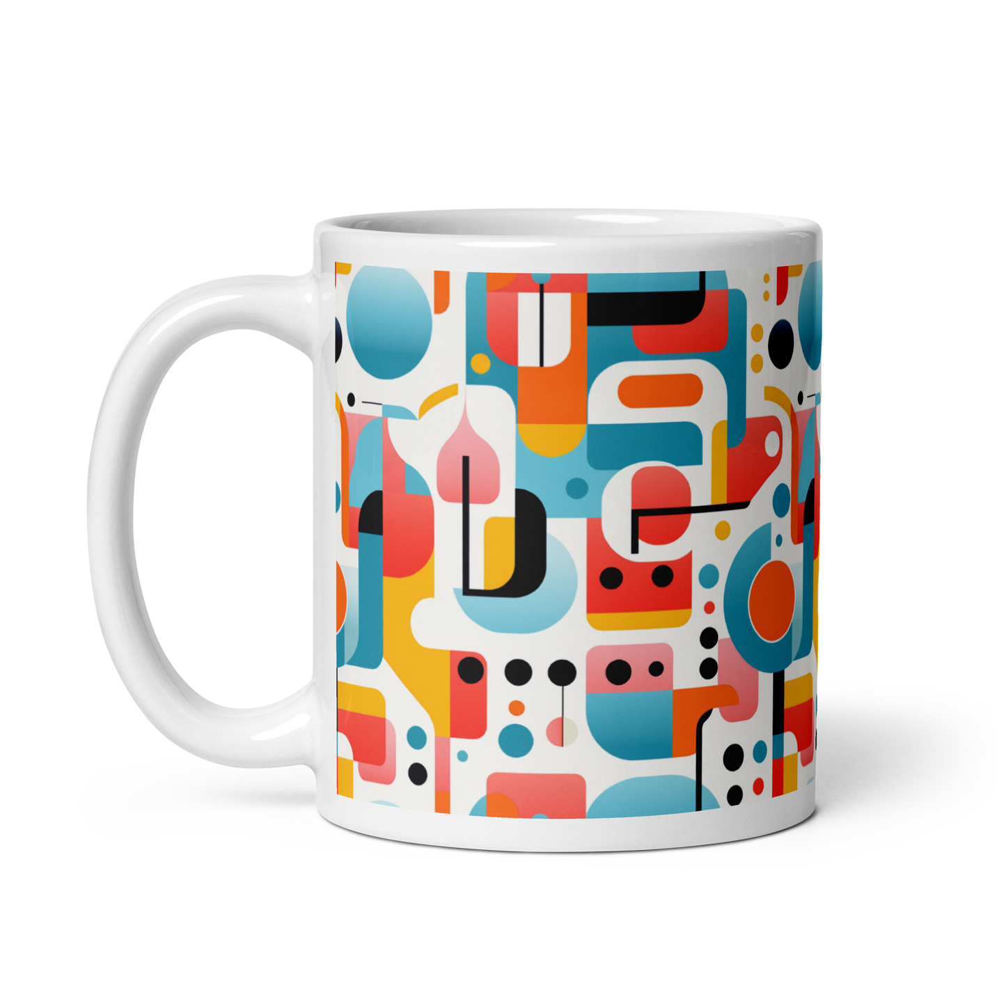 Sleek Simplicity: Abstract Geometric White Coffee Mug - Minimalist Elegance