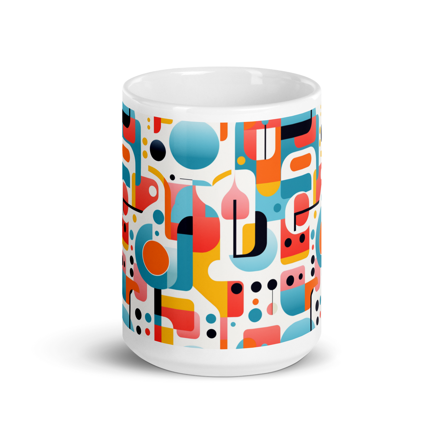 Sleek Simplicity: Abstract Geometric White Coffee Mug - Minimalist Elegance