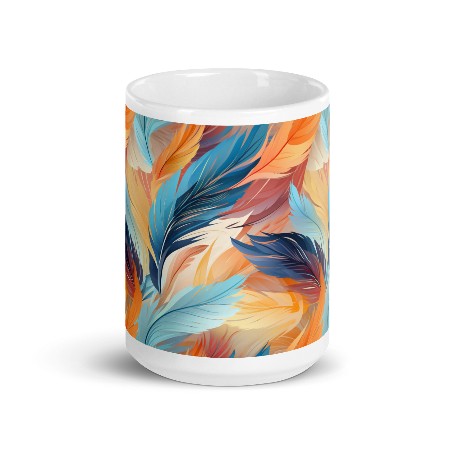 Vibrant Feathers: Watercolor Feather Coffee Mug - Colorful Plumes for Eye-Catching Sips