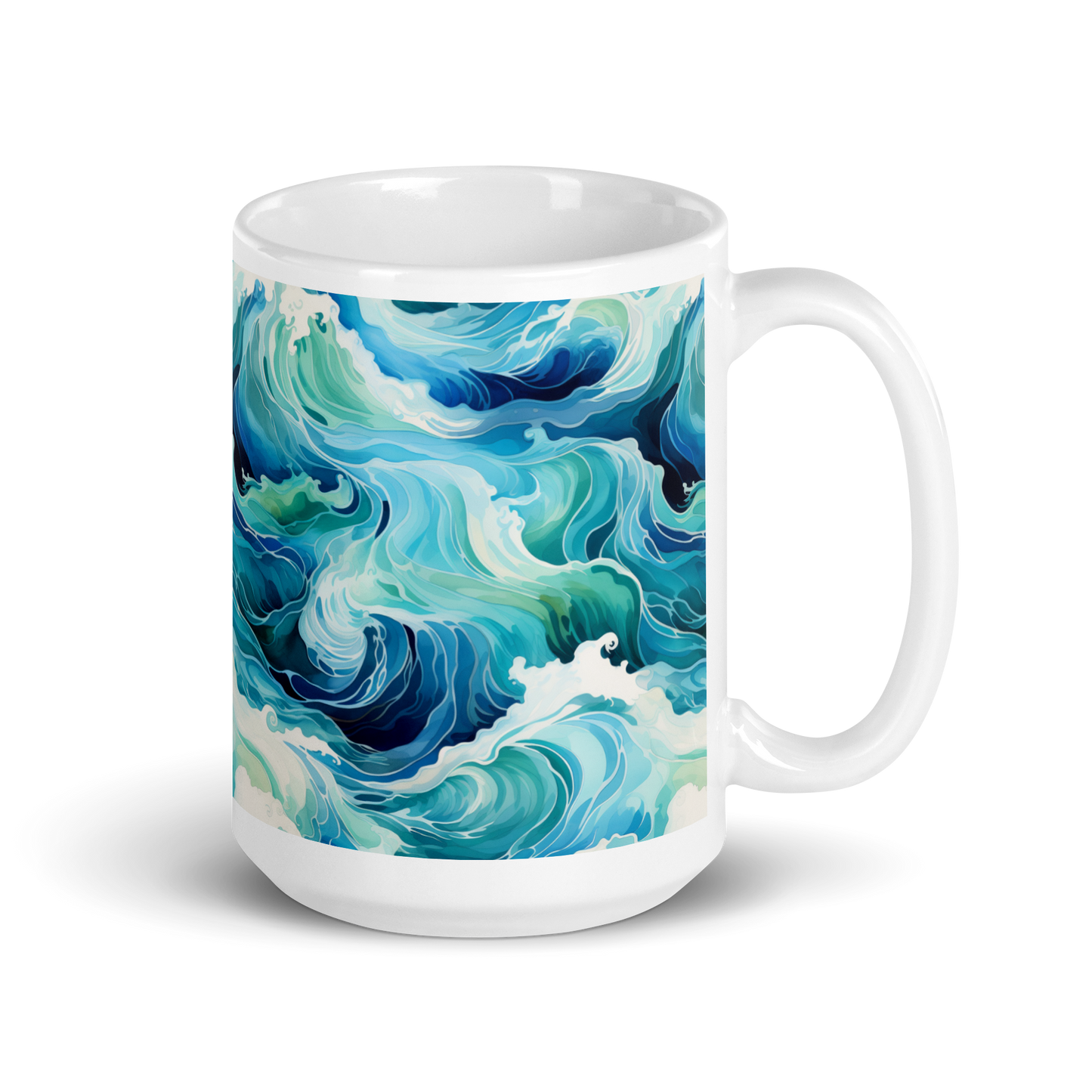 Ocean Bliss: Watercolors Coffee Mug - Dive into Serene Waves of Coastal Inspiration