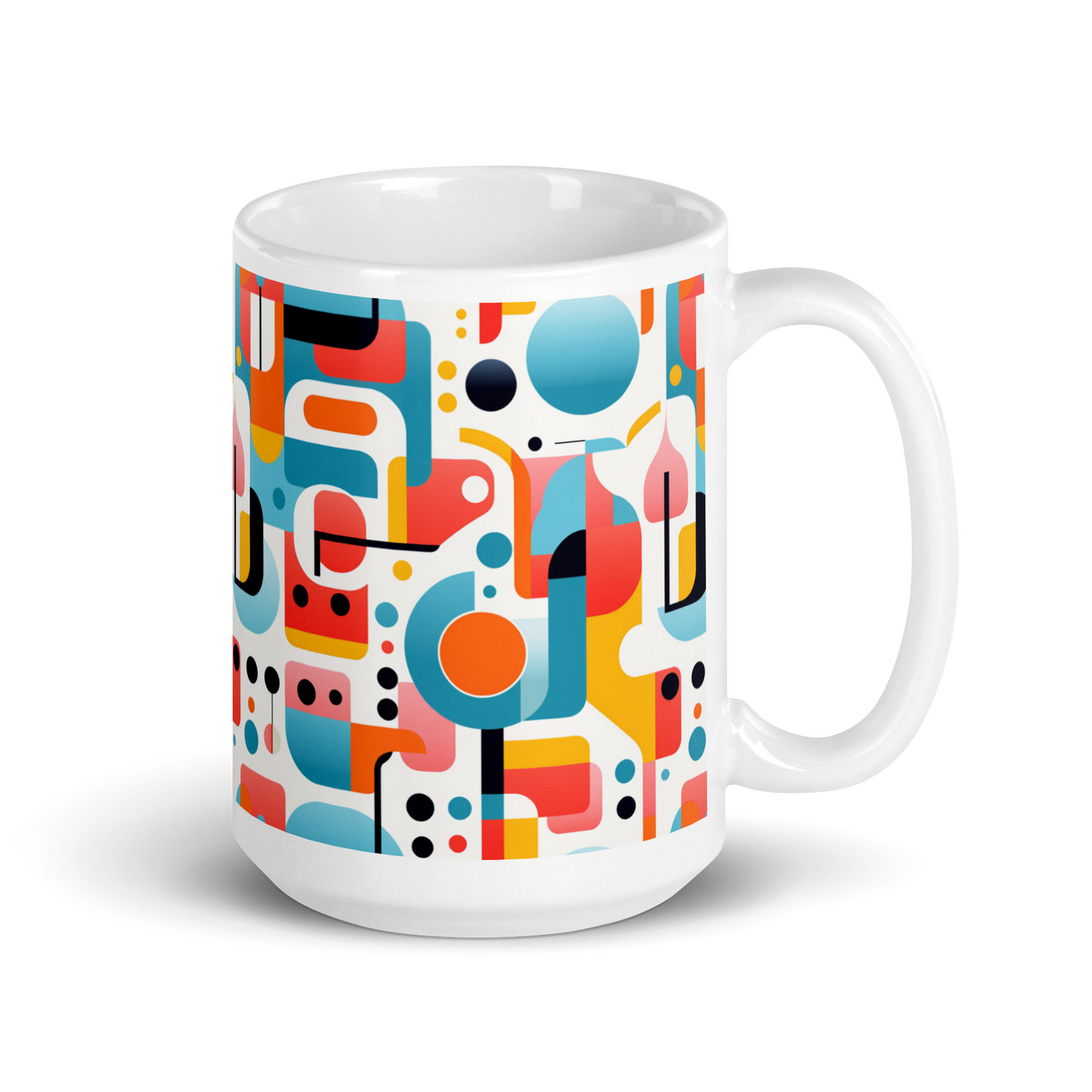 Sleek Simplicity: Abstract Geometric White Coffee Mug - Minimalist Elegance