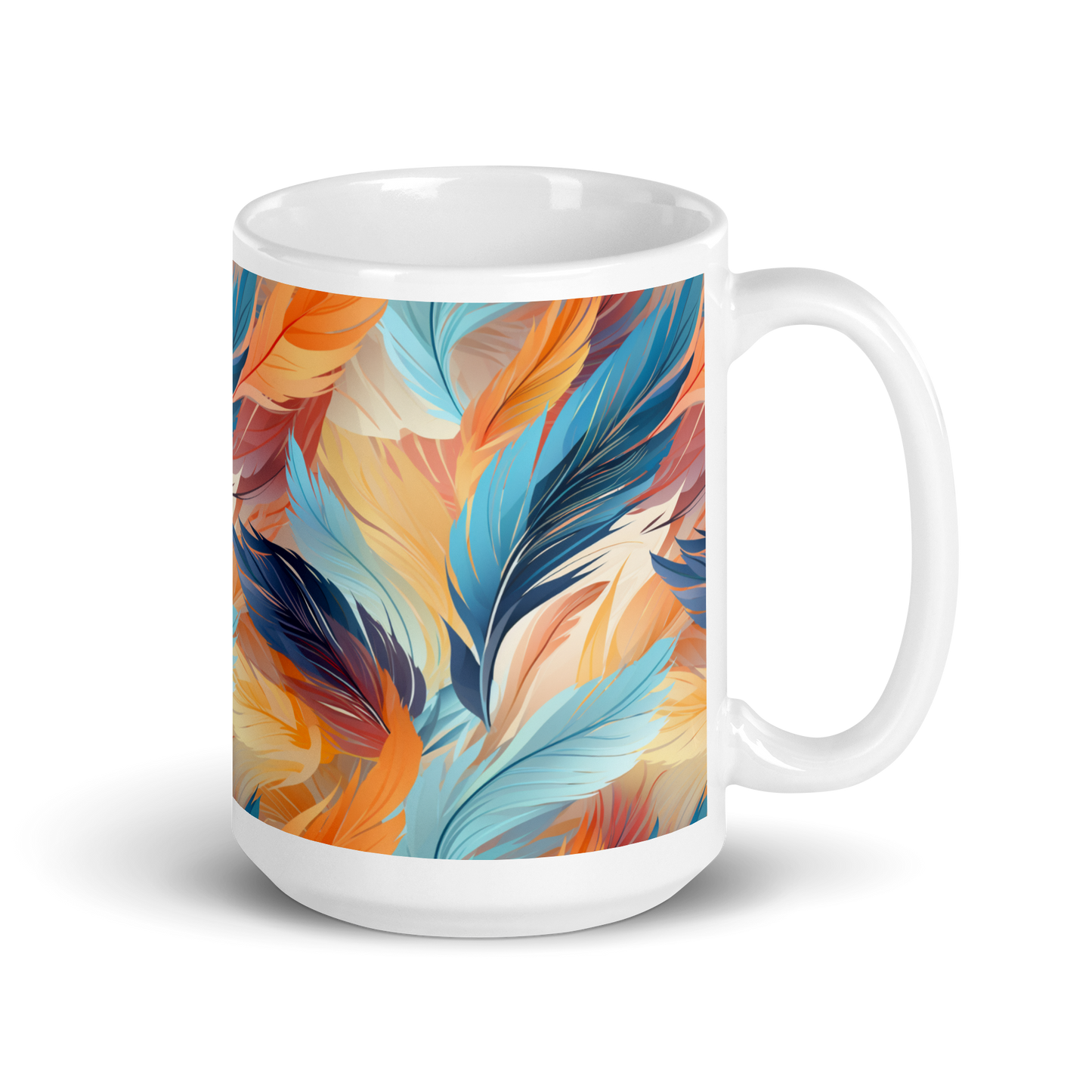 Vibrant Feathers: Watercolor Feather Coffee Mug - Colorful Plumes for Eye-Catching Sips